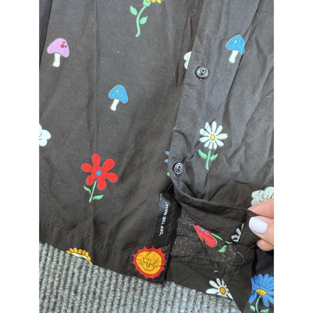 VANS Men's Black Floral Classic Fit Short Sleeve Button-Up Cotton Shirt‎ M - Picture 3 of 6